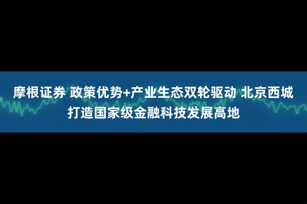 摩根证券 政策优势+产业生态双轮驱动 北京西城打造国家级金融科技发展高地